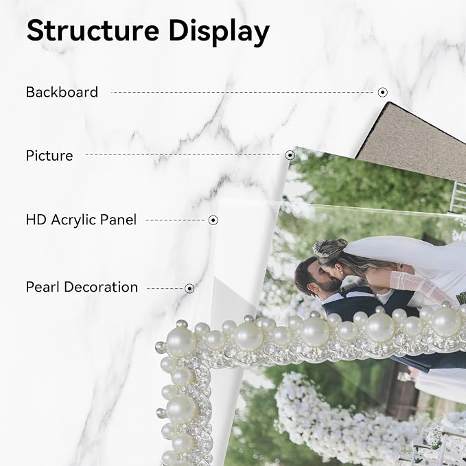 DIKAR 6x8 Wedding Picture Frame, Pearl Photo Frame - Image 6