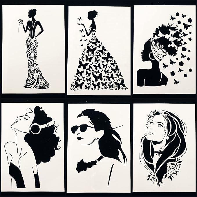 TIAMECH 6 Pcs A4 Reusable Girls Stencils - Image 8