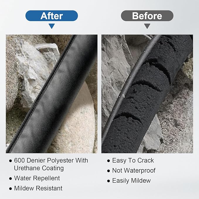 AC Pipe Cover Insulation Sleeve, 72x10.2in Universal HVAC Line Set Cover, Heavy-Duty 600D Oxford Waterproof with Reflective Foil, Prevents Freezing & Condensation for Mini Split/Heat Pump Lines