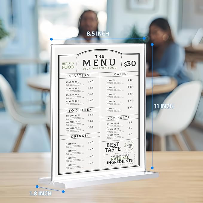 6 Pack Acrylic Sign Holder 8.5 x 11, Double-Sided Clear Sign Holder Plastic - Image 2