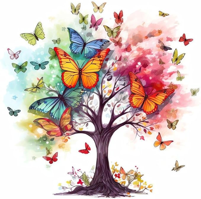 Tree of Life Cross Stitch Kits for Adults Beginner, Butterfly Counted Cross by Unknown