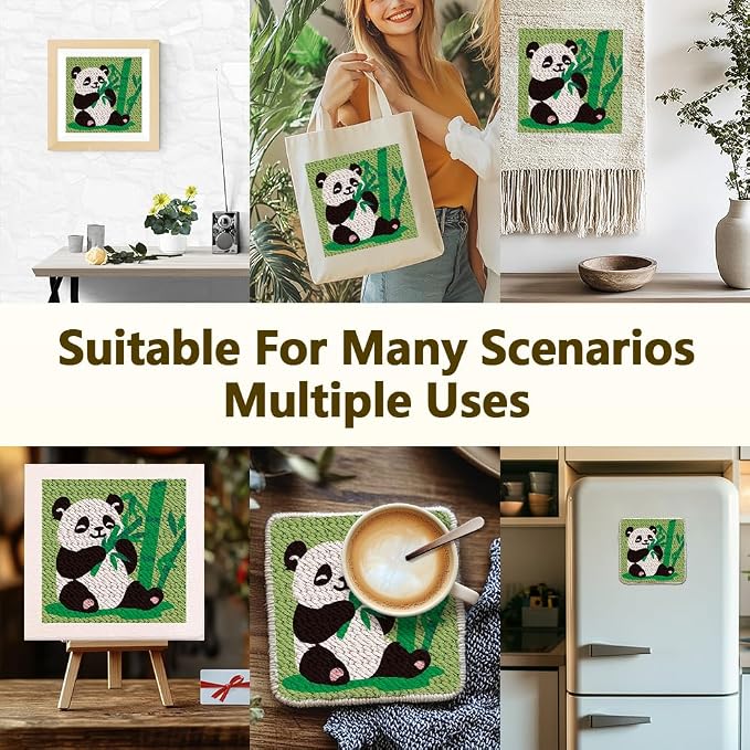 Doodlream Panda Eating Bamboo DIY Punch Needle Embroidery Kit - Image 5