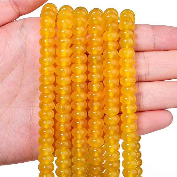 Songxi 5x8mm Natural Yellow Stone Rondelle Beads, Gemstone by SongXi