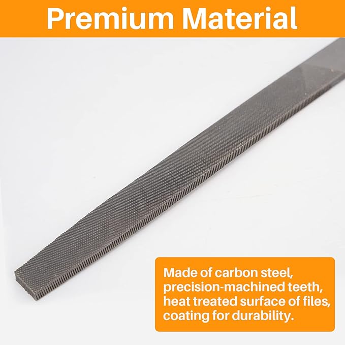 6-inch Flat Medium Cut File, Double Cut Teeth, High Carbon Steel, Single Hand File Without Handle, Suitable for Shaping Metal, Wood, etc.