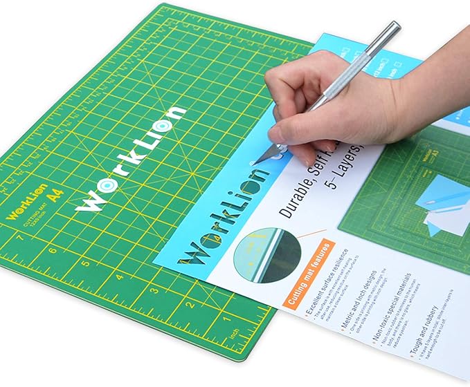 WORKLION Full 9" x 12" Art Self Healing PVC Cutting Mat, Double Sided, Gridded - Image 6