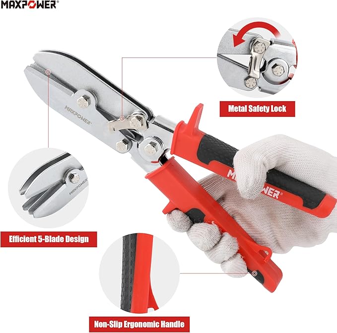 MAXPOWER 2-Piece Sheet Metal Hand Seamers, 5 Blade Pipe Crimper and 3-inch Offset Jaw Sheet Metal Bender with Ergonomic Handle