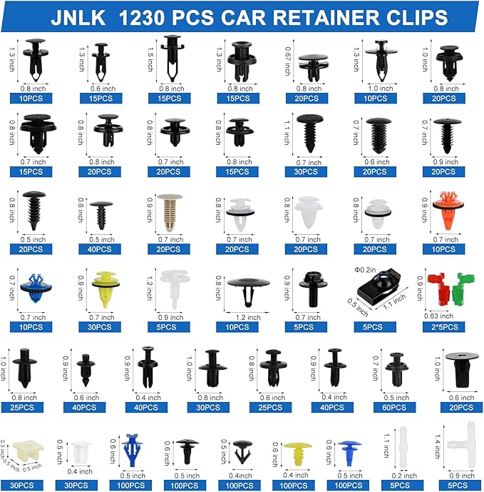 1365Pcs Car Push Retainer Clips Body Clips Plastic Fasteners Kit Fender Rivet Clips 44 Most Popular Sizes Nylon Auto Push Pin Rivets Set for Toyota GM Ford Honda Acura Chrysler,red