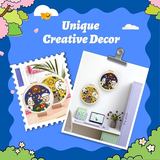 yuegool 2PCS Punch Needle Decoration Kit, Easy DIY Punch Needle Embroidery Kit - Image 5