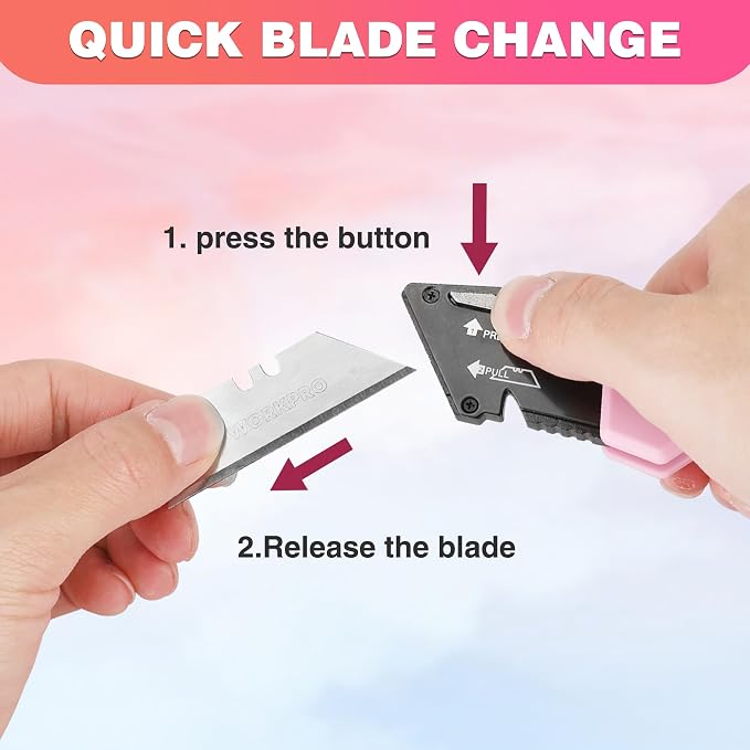 WORKPRO Folding Utility Knife, Quick Change Box Cutter, 10 Extra Blades Included - Image 7