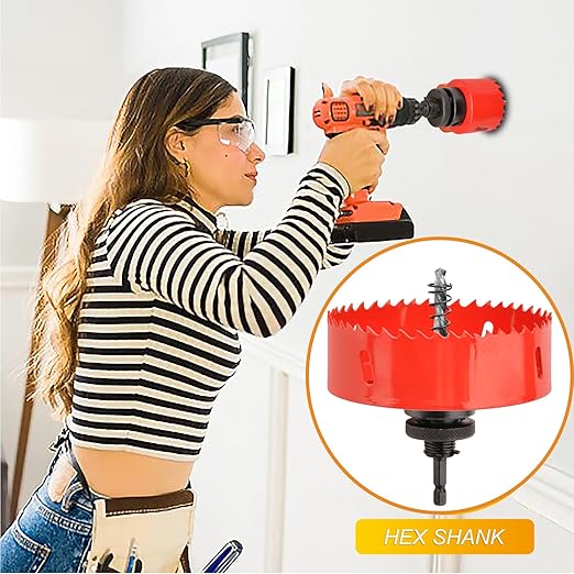 Hole Saw Heavy Duty bit Hex Shank,Hole Saw HSS with Arbor Bi-Metal & Heavy Duty Hole Saw Cutter for Wood Corn Hole Boards Plastic Drywall (φ74)