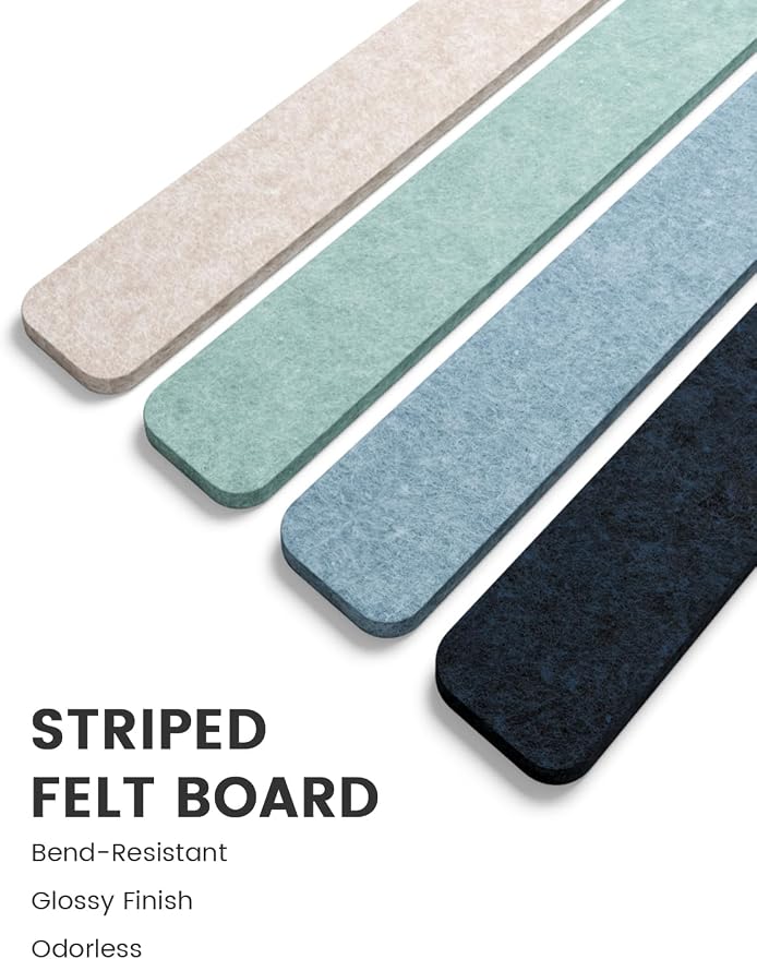 Fluxynara Cork Board Alternative Felt Strip Board 5-Pack 13"x2", Office Pin - Image 3