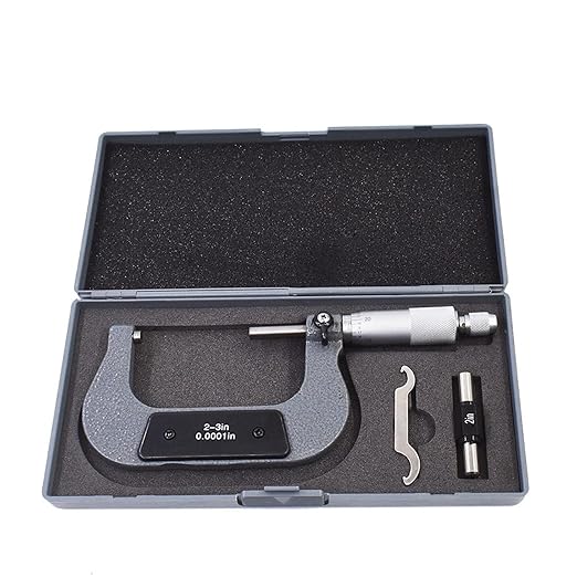 2-3 in Precision Outside Micrometer W/Box, Accuracy 0.0001 in, Professional Grade Precision Machinist Tool