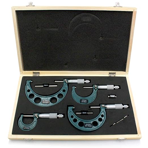 Premium Outside Micrometer Set 0-100mm/0.01mm Precision Machinist Tool w/Carbide Tips