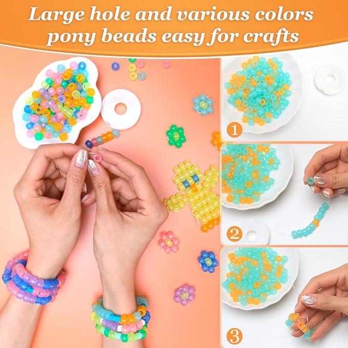 Pony Beads, Beads for Hair Braids, Plastic Bead for Crafts… - Image 5