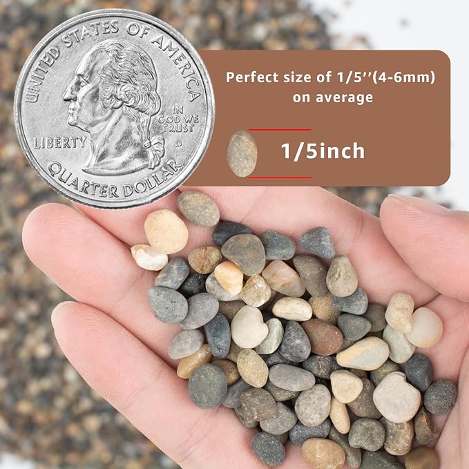40LB Natural River Rocks, 1/4" Aquarium Gravel, Small Pebbles - Image 3
