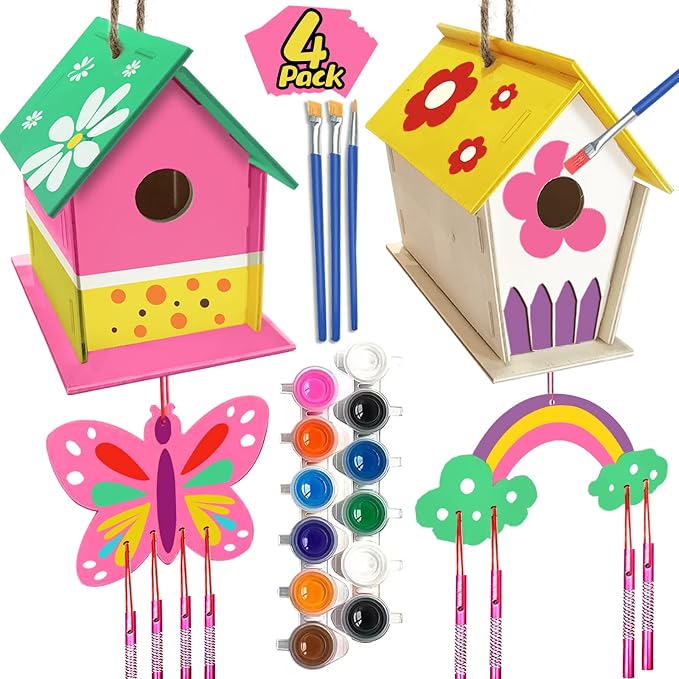 4 Pack DIY Bird House Wind Chime Kit by ORIENTALCHERRY