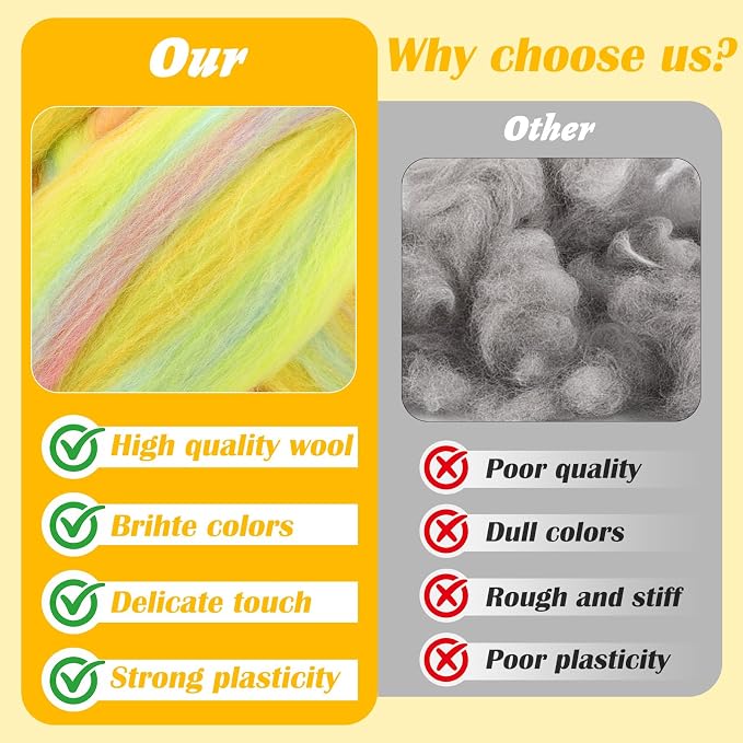 Wool Roving 7.02oz Colored Natural Needle Felting Wool Bulk - Image 4