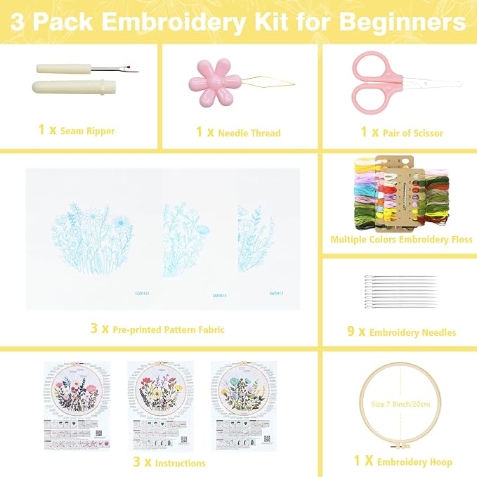 RidaaFri Embroidery Kit for Beginners, Hand Embroidery Set - Image 3