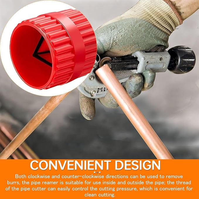 Red Inner-Outer Reamer Pipe and Tube Deburring Reamer Tubing Chamfer Tool for PVC, PPR, CPVC, Brass, Aluminum Pipe, 1.57in/40mm to 1.7in/42mm (Pack of 2)