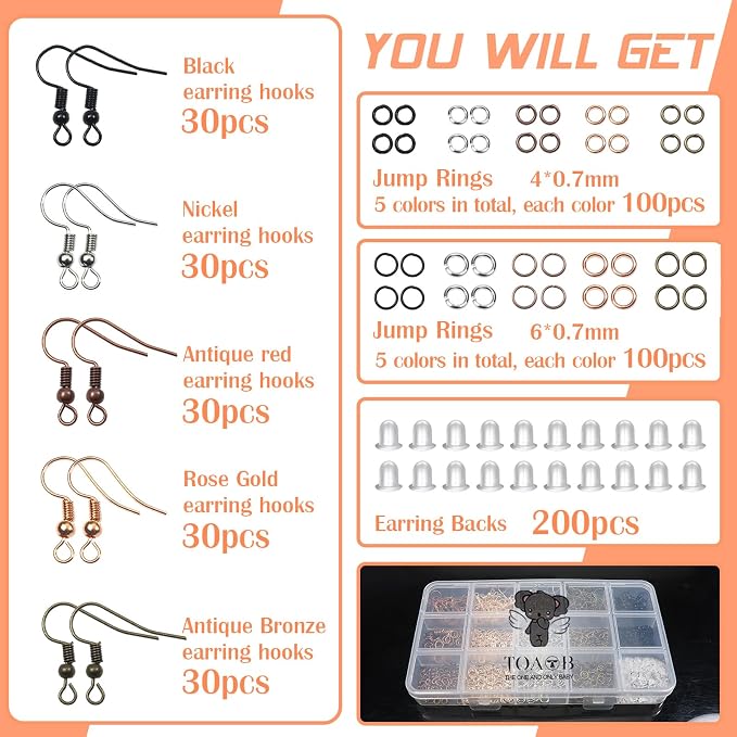 TOAOB 150pcs Hypoallergenic Earring Hooks Mixed Colors Ear Wire Hooks Earring - Image 3