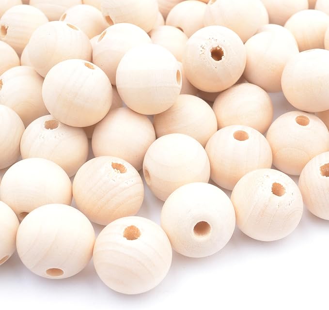 25mm Wooden Beads for Craft, Bead Garland, Farmhouse Decor by Modpion