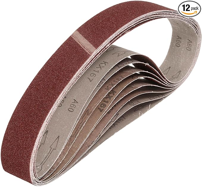 HARFINGTON 1 x 42 Inch Sanding Belts, 12 Pcs 60 Grits Aluminum Oxide Abrasive Belt Sander File Belt for Woodworking, Metal Polishing, Knife Sharpener