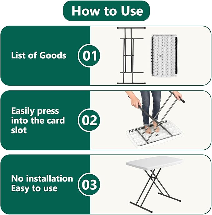 Folding Table 30 Inch -2Pack, Small Desk Adjustable Height TV Tray - Image 9