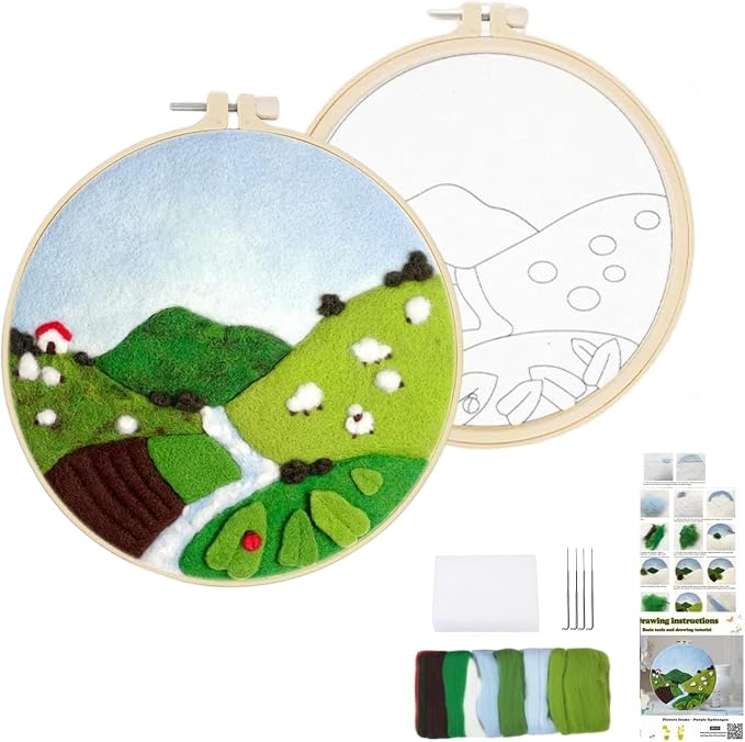 Wonafa DIY Wool Needle Felt Starter Kit, Beginner Needle Felt Kit by Wonafa