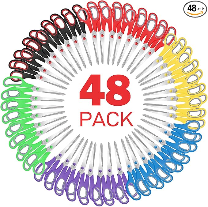 Scissors Bulk 48 Pack,8" Multipurpose Heavy Duty Sharp Scissors,Stainless Steel Sewing Craft Shears for Home Office High/Middle School, Xnluothsk