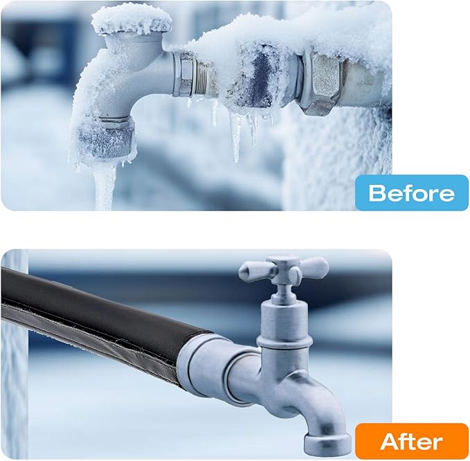 H&G lifestyles Insulated Water Pipe Heating Wrap, 3ft Anti-Freeze Heating Jacket for Water Pipe Internal Thermostat Max Temp 158℉ Winter Must-Have(Pack of 2)