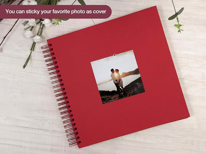 potricher 12 x 12 Inch Large DIY Scrapbook Photo Album 80 Pages Thick Kraft - Image 2