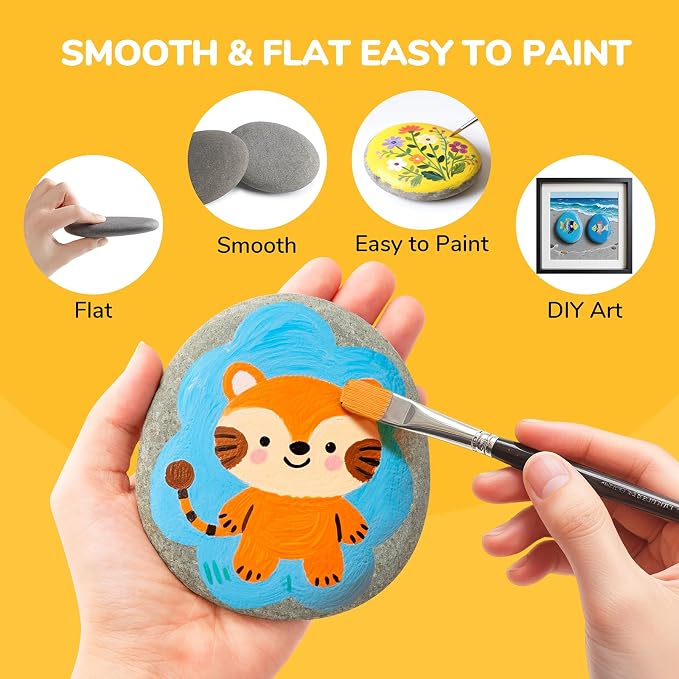 Simetufy 15pcs Rocks for Painting, Flat & Smooth River Rocks for Arts & DIY - Image 4