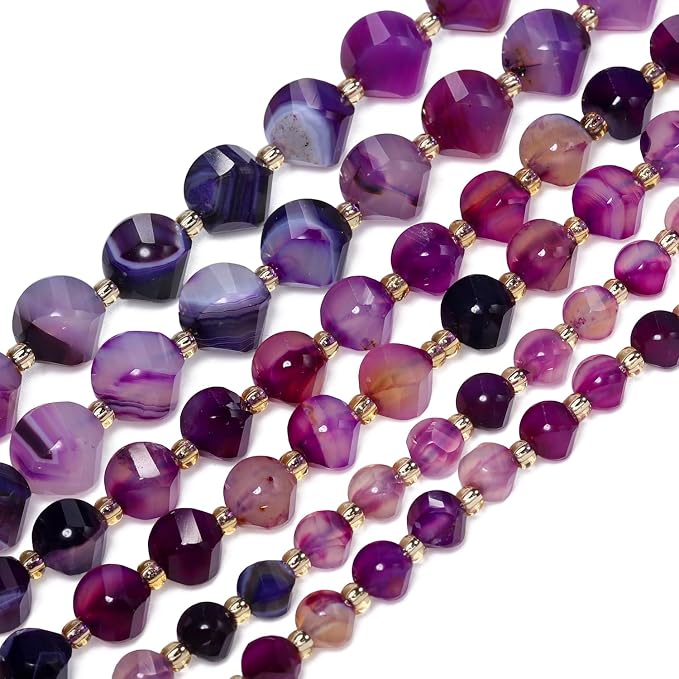 42pcs Natural Purple Striped Agate Stone Beads - Image 6