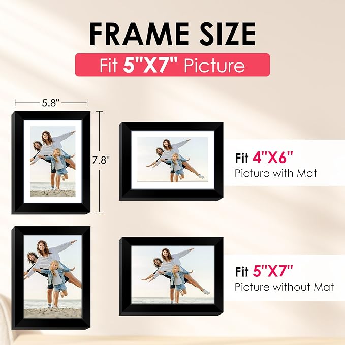 FIXSMITH 5x7 Picture Frame, Display Pictures 4x6 - Image 2