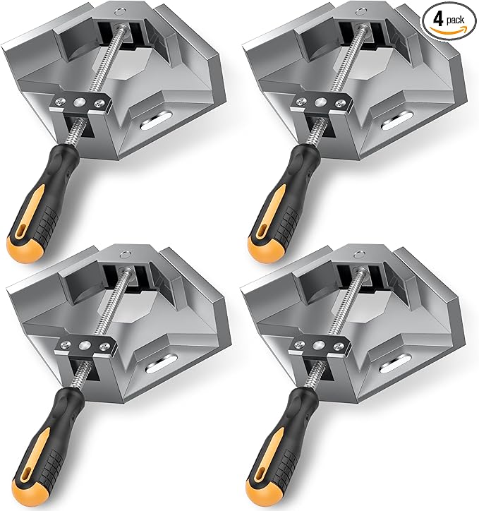 4 Pack Right Angle Clamp, Single Handle 90° Aluminum Alloy Corner Clamp, With Adjustable Swing Jaw 90° degree corner clamps for welding, woodworking