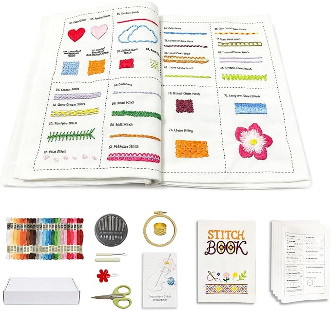 Embroidery Kit for Beginners, 87 Stitches Easy to Advanced, Step by Step Video by Unknown