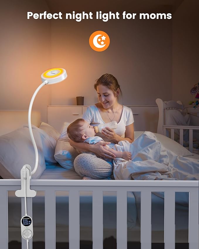 Glocusent 5W 72 LED Reading Clip on Light for Bed, Eye Caring Bed Lamp, 3 Colors & 5 Brightness Levels for Headboard with Adapter, Perfect for Reading, Working & Studying (White 2.0)