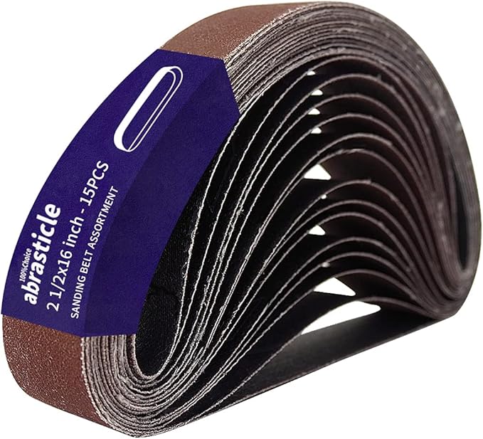 15 Pcs 2-1/2 x 16 Inch Assorted Aluminum Oxide Sanding Belt - 80/120/150/240/400 Grit