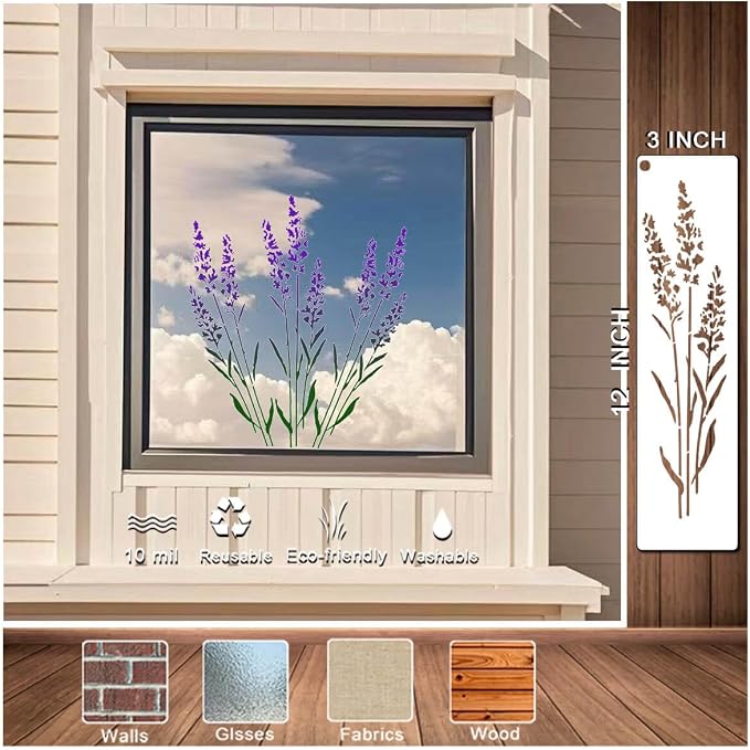14 PCS Reusable Border Flower Stencils - Image 3
