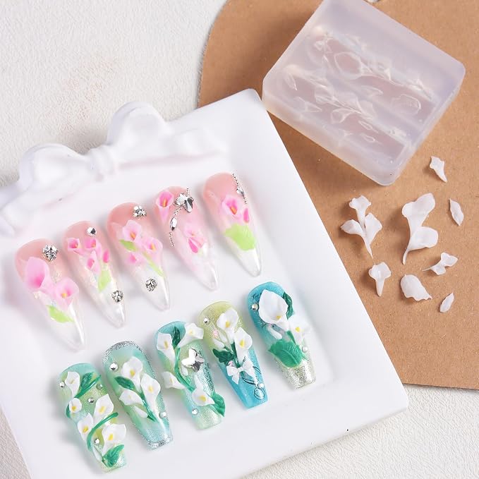 Fcozpjk 3D Flower Molds for Nails, Calla Lily Flowers Nail Charm Molds - Image 4