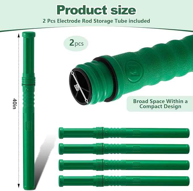 Tandefio 2 Pcs Welding Rod Storage 40 Inch Tig Rod Storage Canisters Welding Electrode Holder Airproof Waterproof Welding Rod Container (Green)