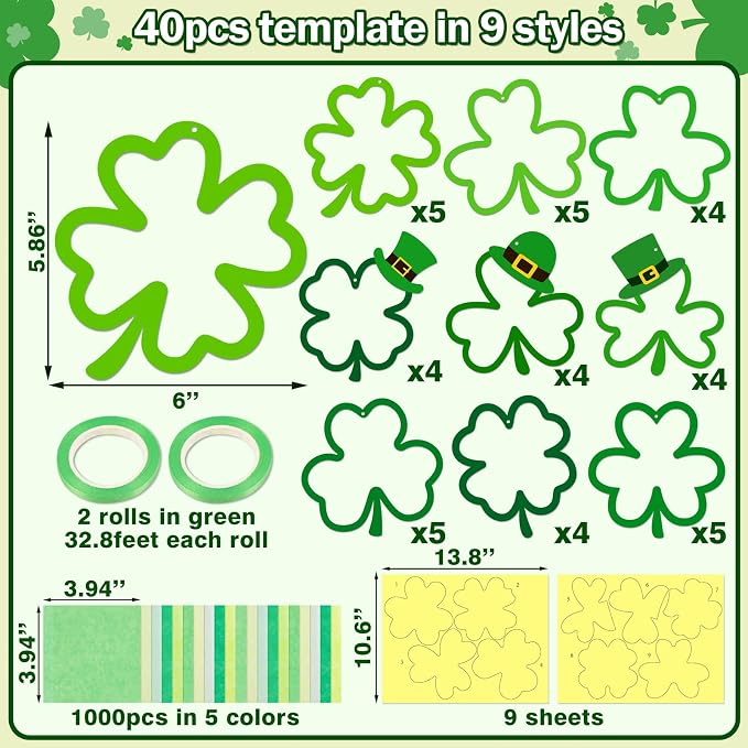 40PCS St. Patricks Day Crafts Bulk: Paper Shamrock Suncatchers, Saint Patrick's - Image 4