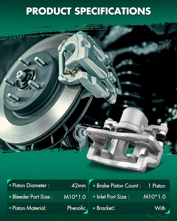 SCITOO 19B6271 Rear Left Disc Brake Caliper w/Bracket Fit For Hyundai For Santa Fe 2010-2012,For Kia For Sorento 2011-2013, Single Piston