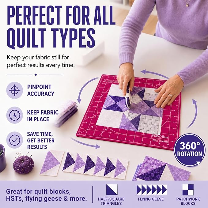 The Quilted Bear Rotating Cutting Mat 7" x 7" - Image 7