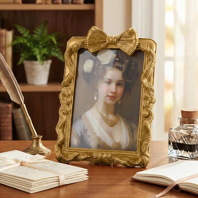 Gold Picture Frames 5x7 Bow Frame, Ornate Elegant 5 by 7 Photo Frame - Image 5