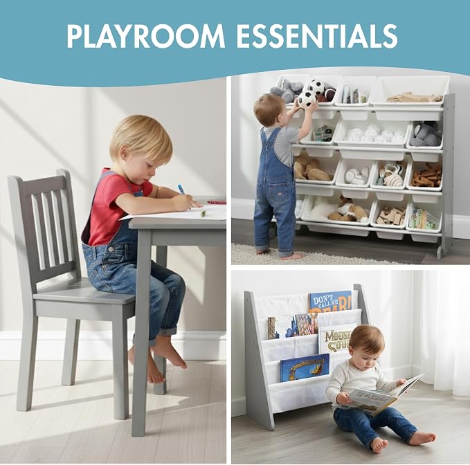 Humble Crew Kids Wooden Table and 4 Chairs Set, and Snack Time - Image 7
