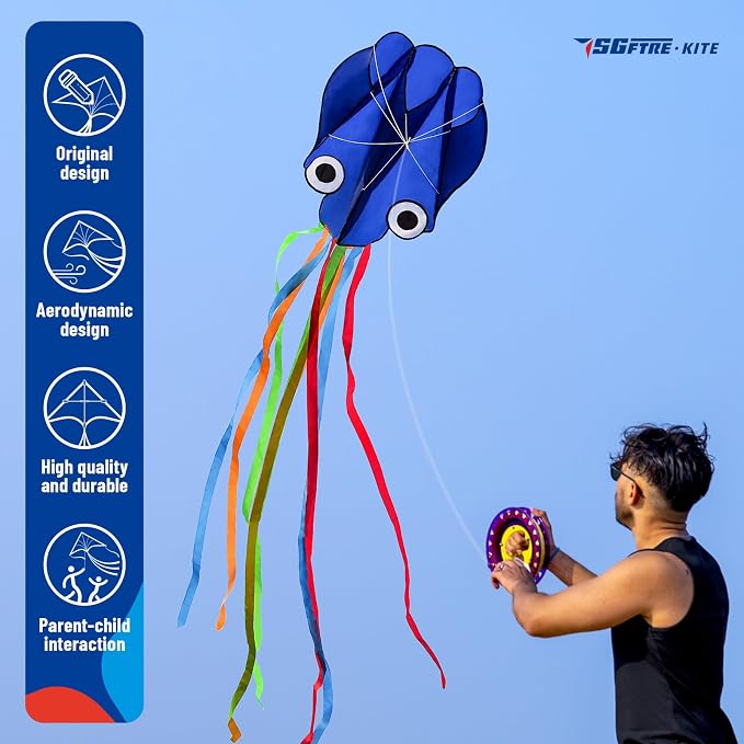 SGftre 3 Piece Set Butterfly Delta and Octopus Kites - Image 3