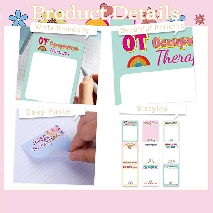 Occupational Therapists Sticky Notes Gifts, 9 Pack OT Notepads 3x4 Inch Gifts - Image 3