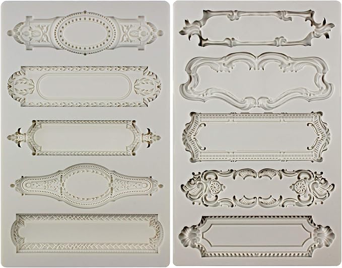 Baroque Style Silicone Molds 2-Count Plaque and Object Labels by FUNSHOWCASE