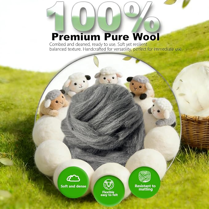 Wool Roving-3.5oz Needle Felting Wool, Soft Multi-Color Wool Fiber, Perfect - Image 5